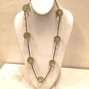 Citrine Simulated Acrylic Crystal like Faceted Necklace Large Orb Extra Long
